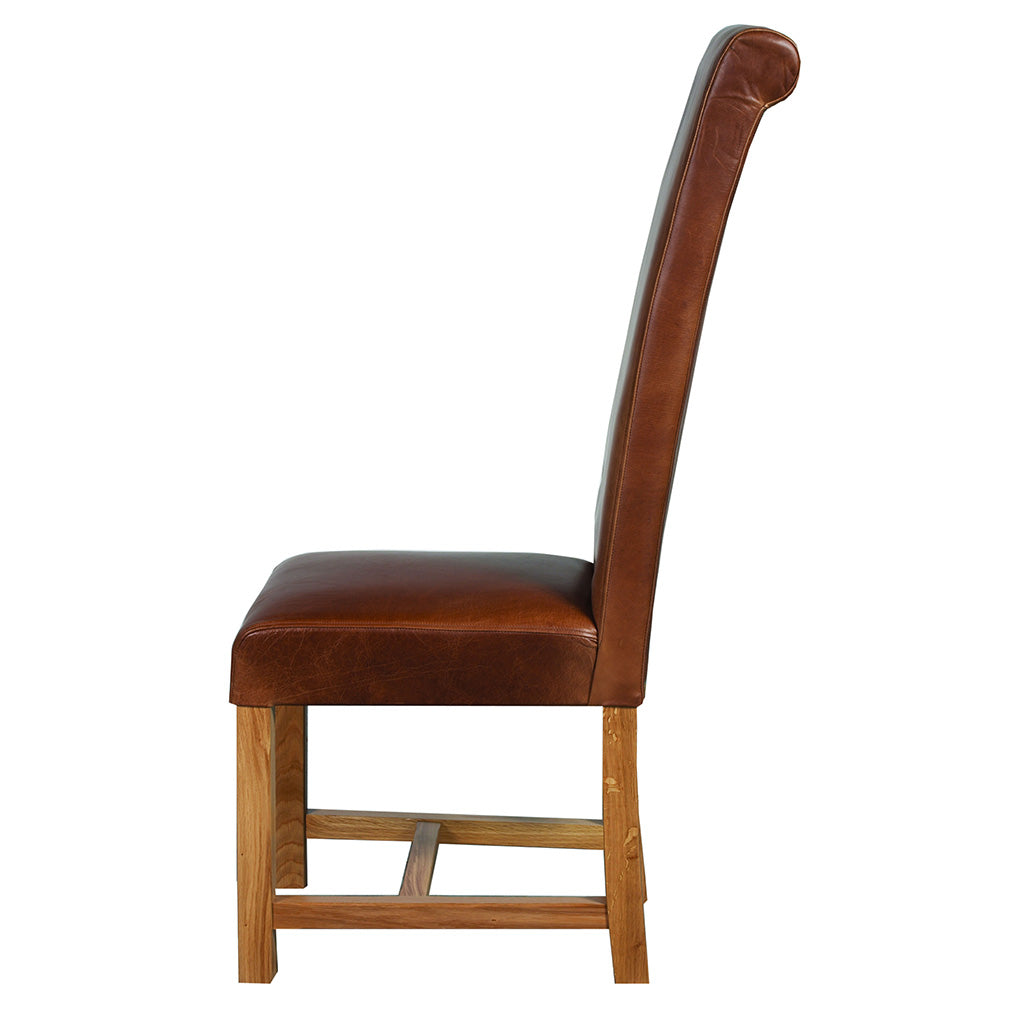 Country Rollback Dining Chair Brown Cerato Leather